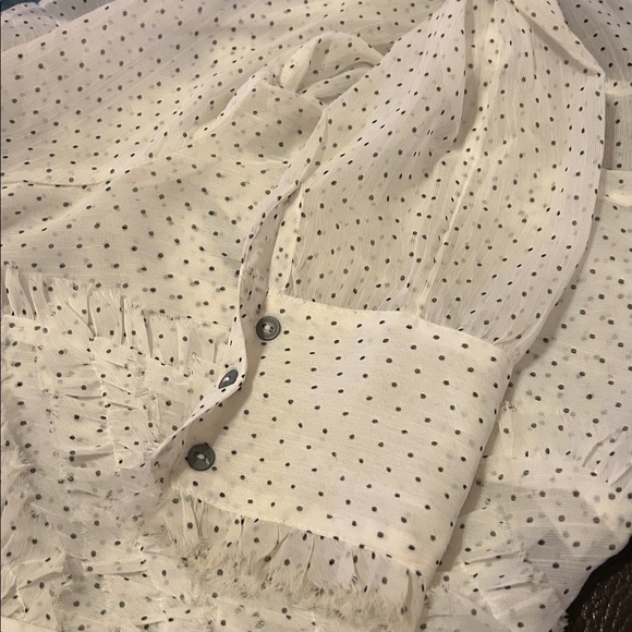 FREE PEOPLE Free People Sheer Ruffled Polka Dot Top Blouse High Low Hem EC Sz M - Picture 9 of 12